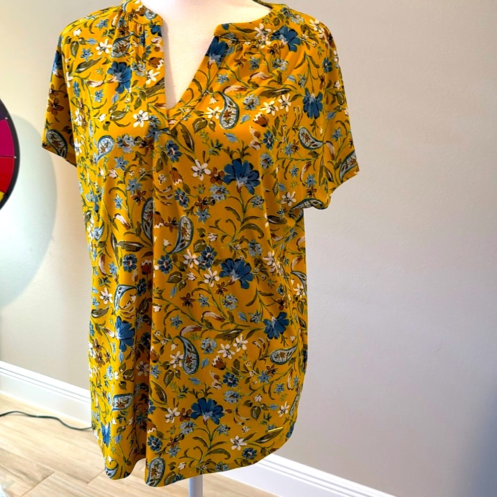 Casual silk like feel v neck, short sleeves